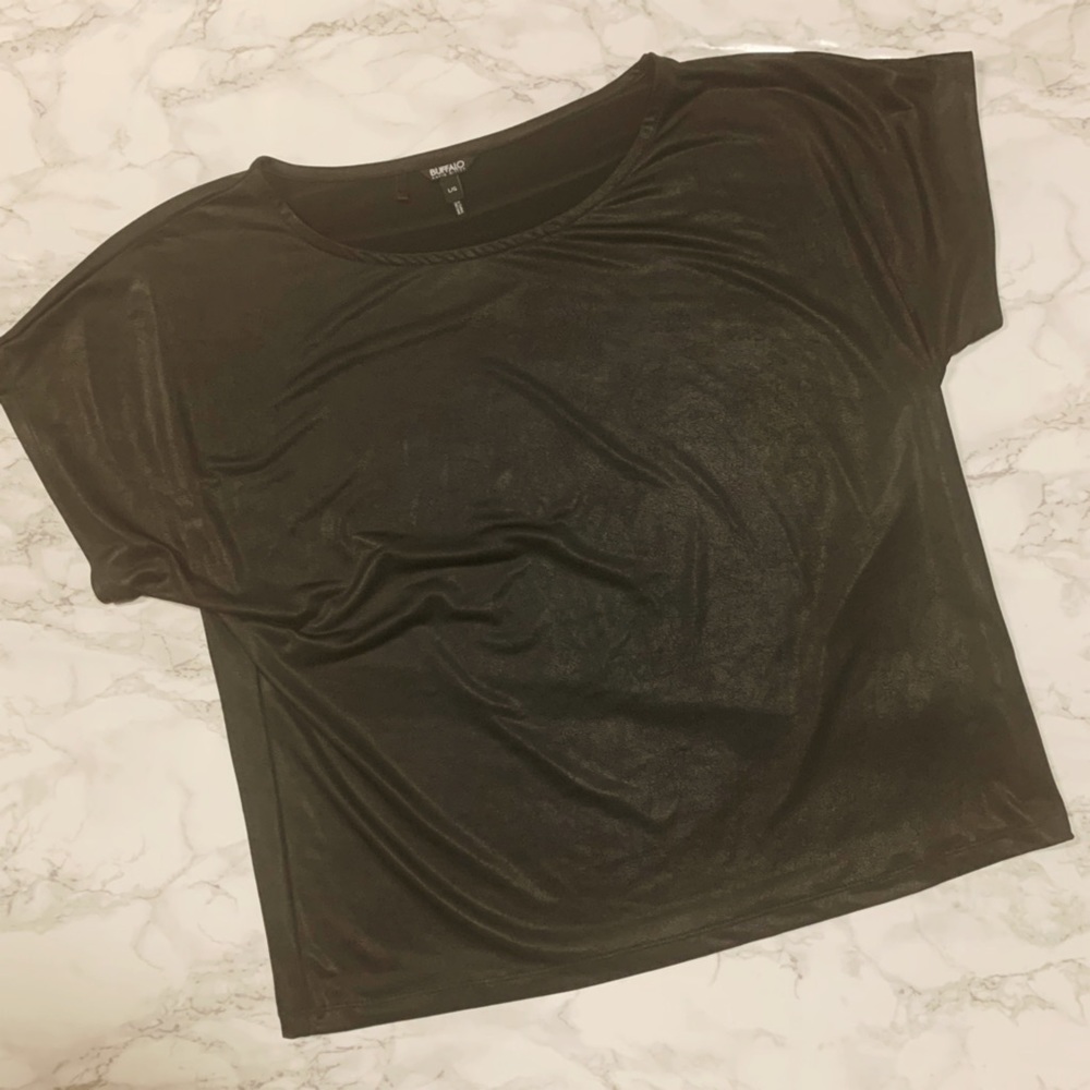 Buffalo Leather Look “Sleeky Chic” Top - Size L